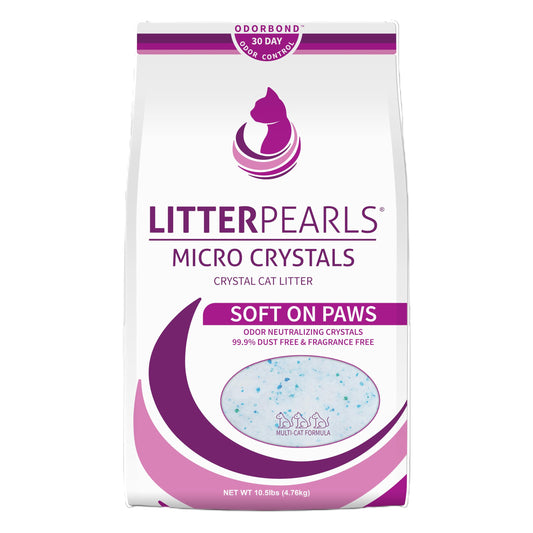 Litter Pearls Micro Crystals Unscented Non-Clumping Crystal Cat Litter with Odorbond, 10.5 Pounds