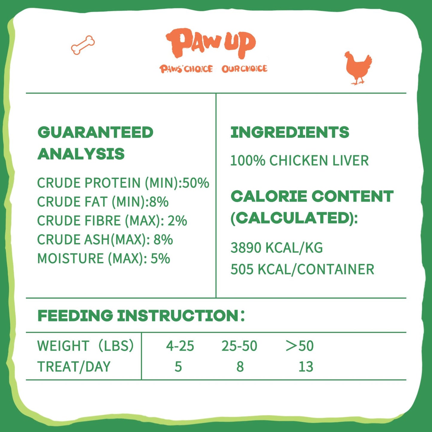 PAWUP Freeze Dried Chicken Liver Pet Treats, High Protein Freeze-Dried Pet Food for Dogs, Cats, Fresh Ingredient Snacks, 4.6 oz, Rawhide Free&Grain Free