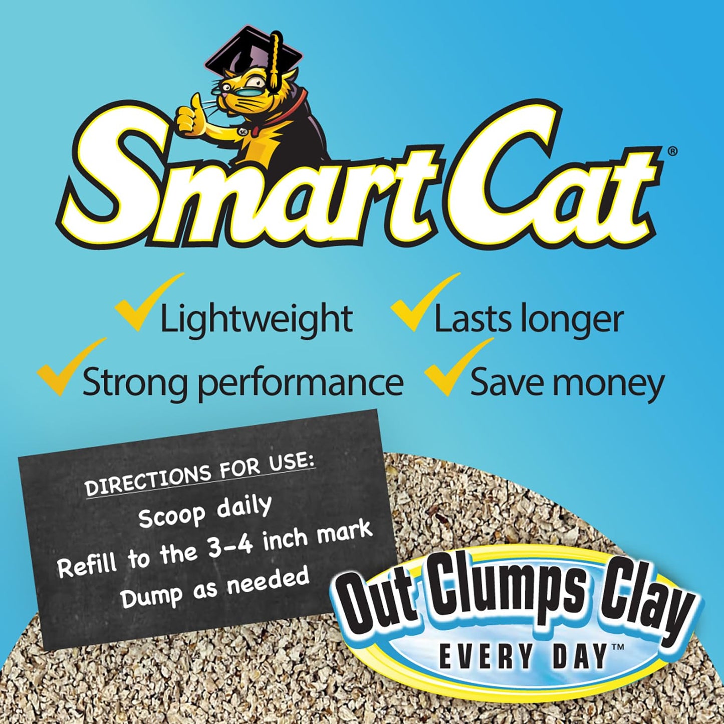 SmartCat All Natural Clumping Cat Litter, 20 Pound (320oz 1 pack) - Alternative to Clay and Pellet Litter - Chemical and 99% Dust Free - Unscented and Lightweight