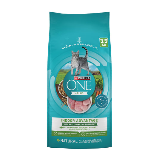 Purina ONE Natural, Low Fat, Weight Control, Indoor Dry Cat Food, +Plus Indoor Advantage - 3.5 lb. Bag