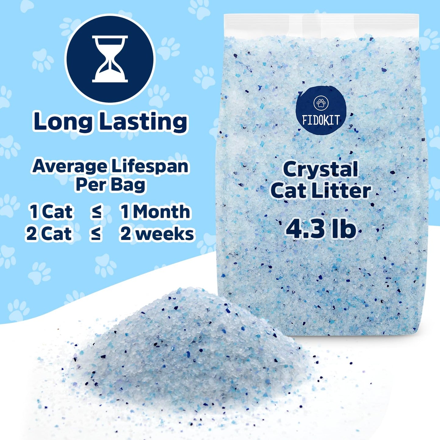 Crystal Cat Litter, Superior Cat Litter Crystals for Odor Control, Perfect for ScoopFree Cat Litter Boxes, 2 Bags of Crystal Litter 4.3LB Each, Total of 8.6LB