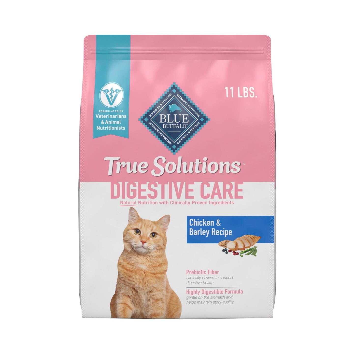 Blue Buffalo True Solutions Digestive Care Natural Dry Cat Food for Adult Cats, Chicken, 11-lb. Bag