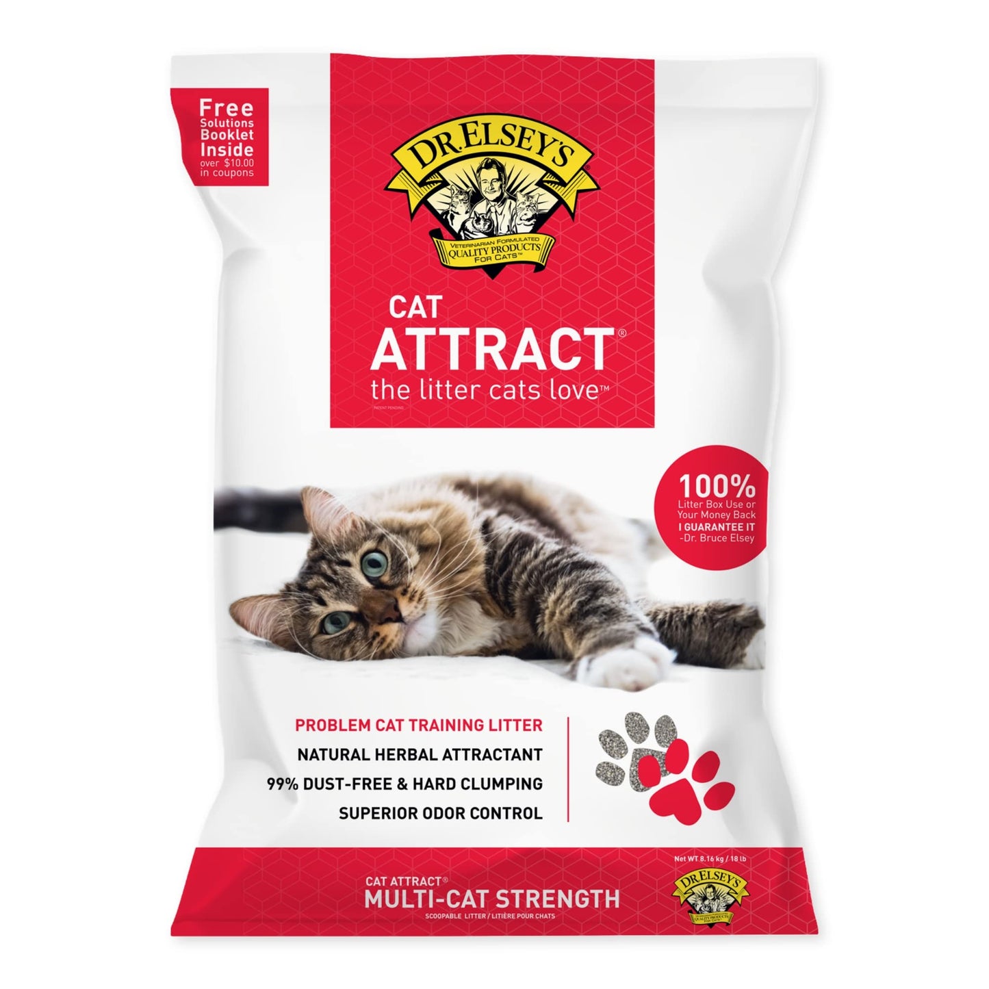 Dr. Elsey's Cat Litter Cat Attract - Unscented Natural Herbal Cat litter - Superior Odor Control Cat Litter - Low Dust & Low Tracking Unscented Cat Litter w/ Herbal Attractant (18lbs)