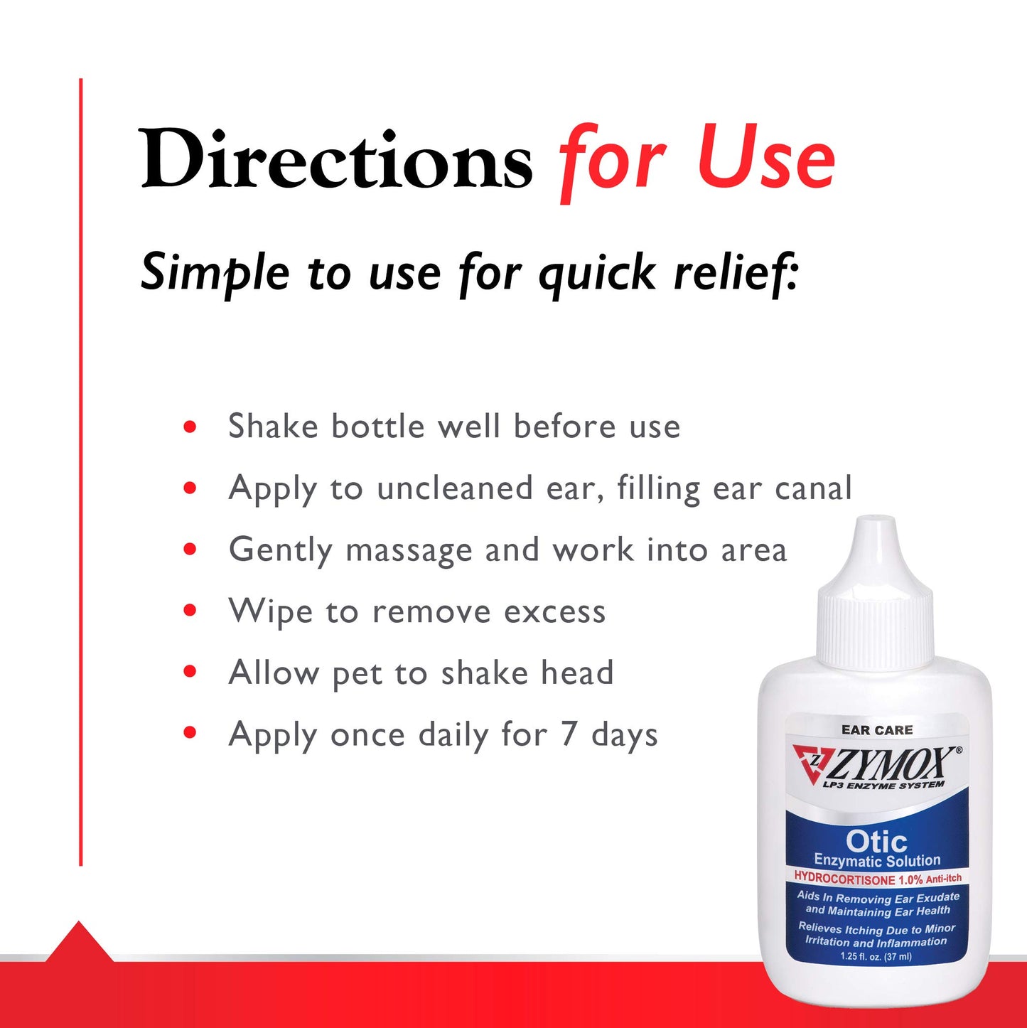 Zymox Otic Enzymatic Solution for Dogs and Cats to Soothe Ear Infections with 1% Hydrocortisone for Itch Relief, 1.25oz