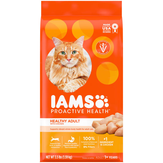 IAMS Proactive Health Healthy Adult Dry Cat Food with Chicken, 3.5 lb. Bag