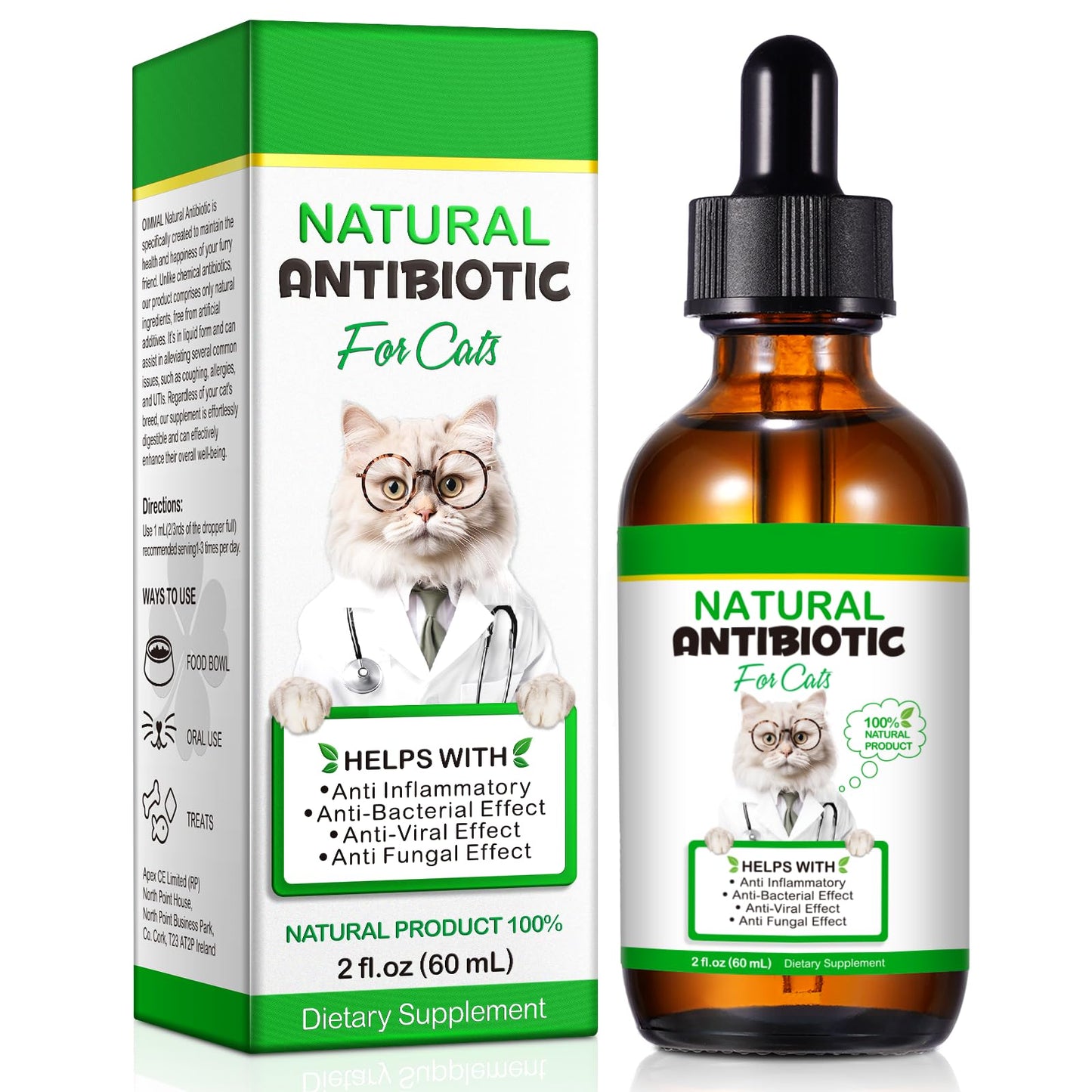 Cat Antibiotics, Antibiotics for Cats, Natural Cat Antibiotics, Cat Antibiotics Multivitamin, Cat Herbal Supplements 60ml