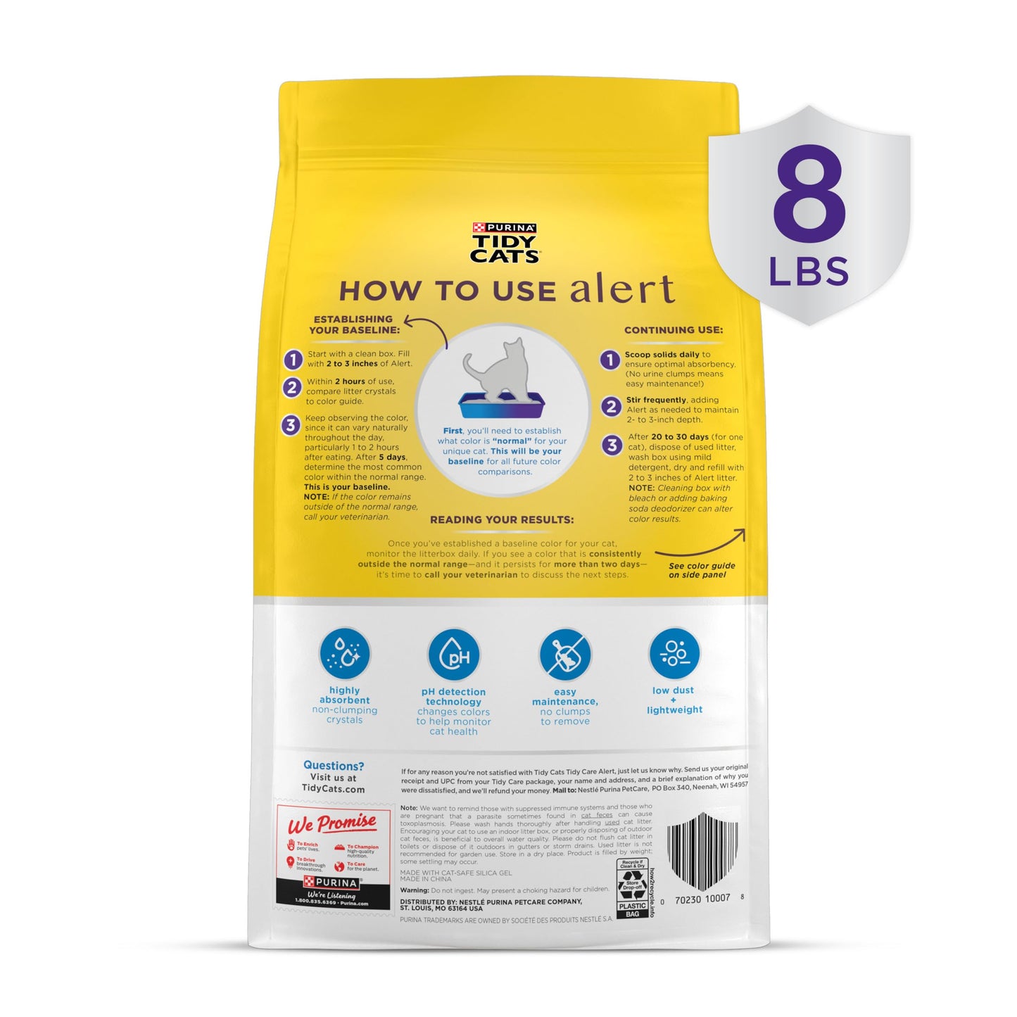 Purina Tidy Cats Tidy Care Alert Cat Health Monitoring Non Clumping Cat Litter with Silica Crystals - 8 lb. Bag