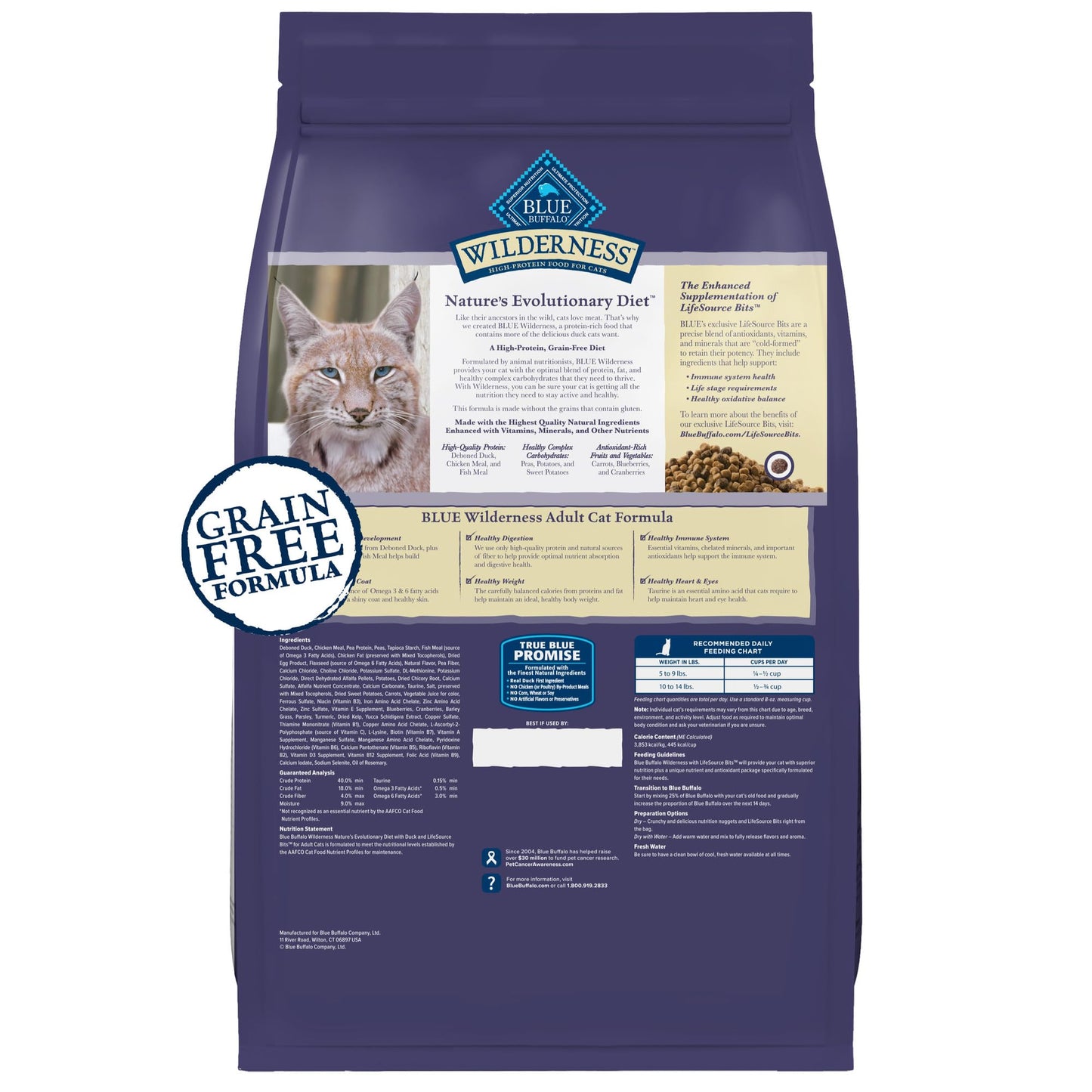 Blue Buffalo Wilderness Nature's Evolutionary Diet High-Protein, Grain-Free Natural Dry Food for Adult Cats, Chicken, 9.5-lb Bag