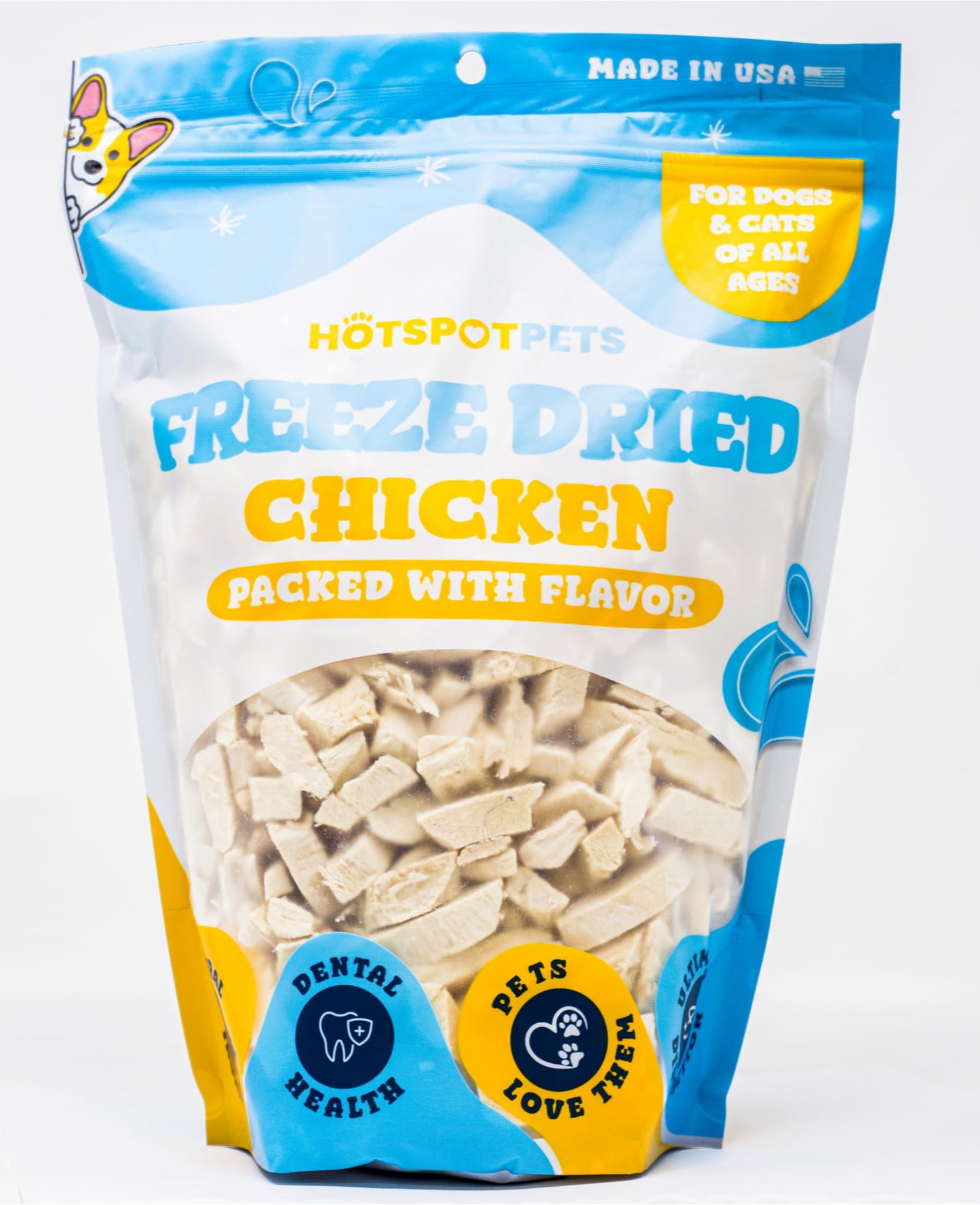 hotspot pets Freeze Dried Chicken Treats for Cats & Dogs -1LB Bag- Resealable Bag- Single Ingredient -Made in USA-All Natural Grain-Free Chicken Breast- Perfect for Training, Topper or Snack (Chicken)