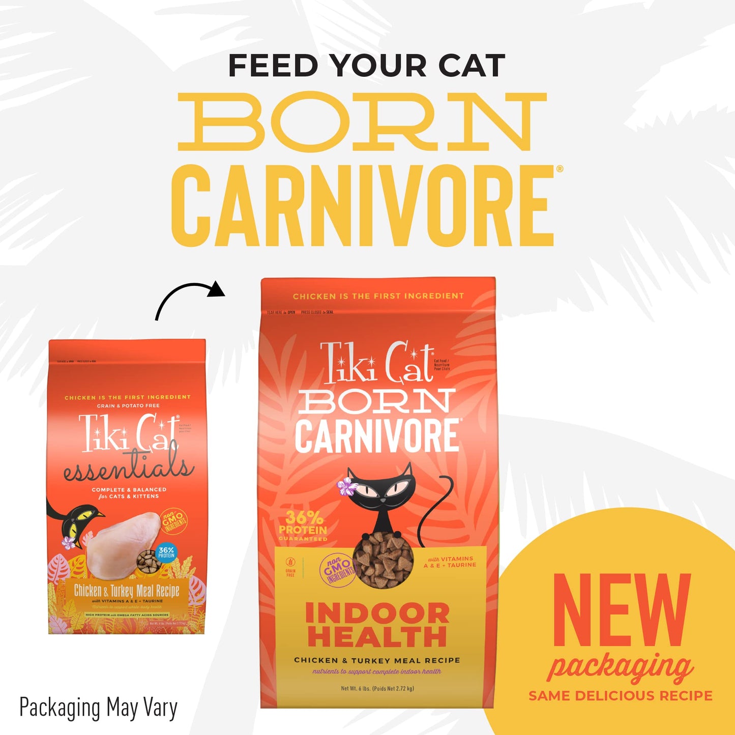 Tiki Cat Born Carnivore Indoor Health, Chicken & Turkey Meal, Grain-Free Baked Kibble to Maximize Nutrients, Dry Cat Food, 6 lbs. Bag