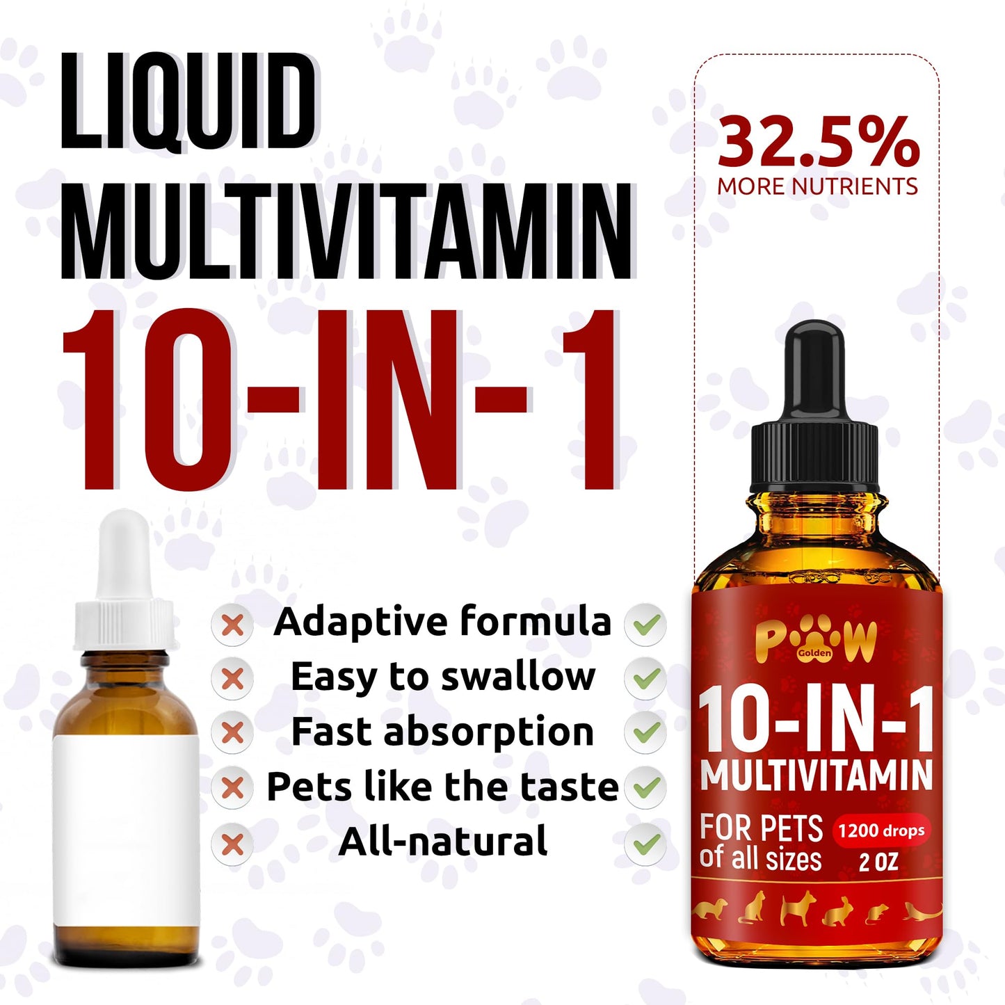 Liquid Multivitamin for Dogs | 10-in-1 Multivitamin for Cats | Vitamin B Complex for Cats & Dogs | Cranberry Supplement | for Urination, Digestion, Breathing & Movement | for All Pets Ages | 2 Oz