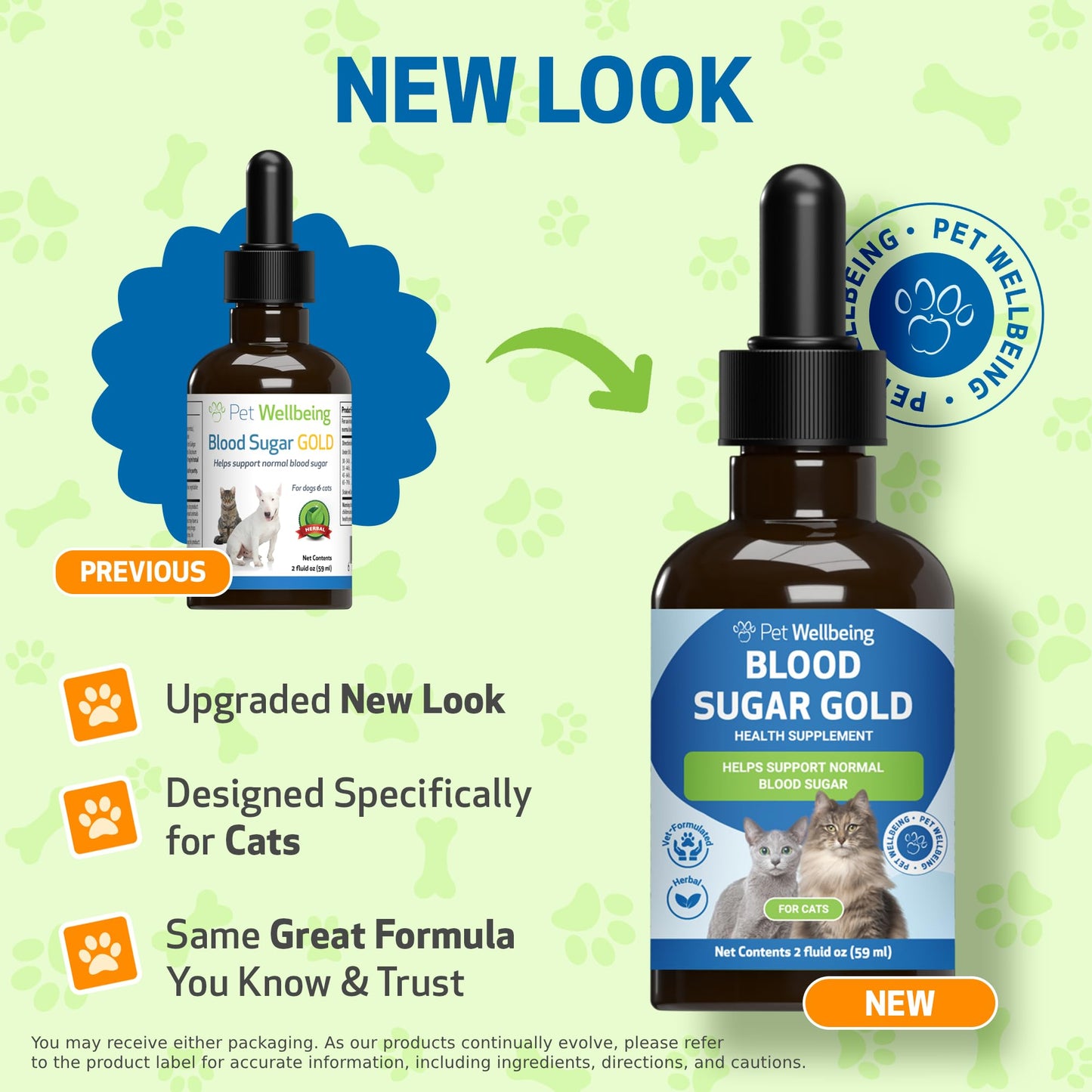 Pet Wellbeing - Blood Sugar Gold for Cats - Natural Support for Healthy Blood Sugar Levels in Diabetic Cats - Insulin Stabilization & Normal Pancreatic Function - 2 oz (59 ml)