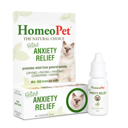 HomeoPet Feline Anxiety Relief, Natural Stress and Anxiety Support, Anxiety Supplement for Cats, 15 Milliliters