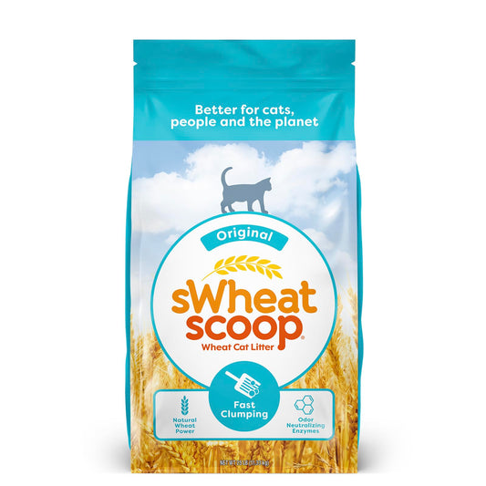 sWheat Scoop Natural Wheat Cat Litter, Original, Fast Clumping with Odor Neutralizing Enzymes, 25 Pound Bag