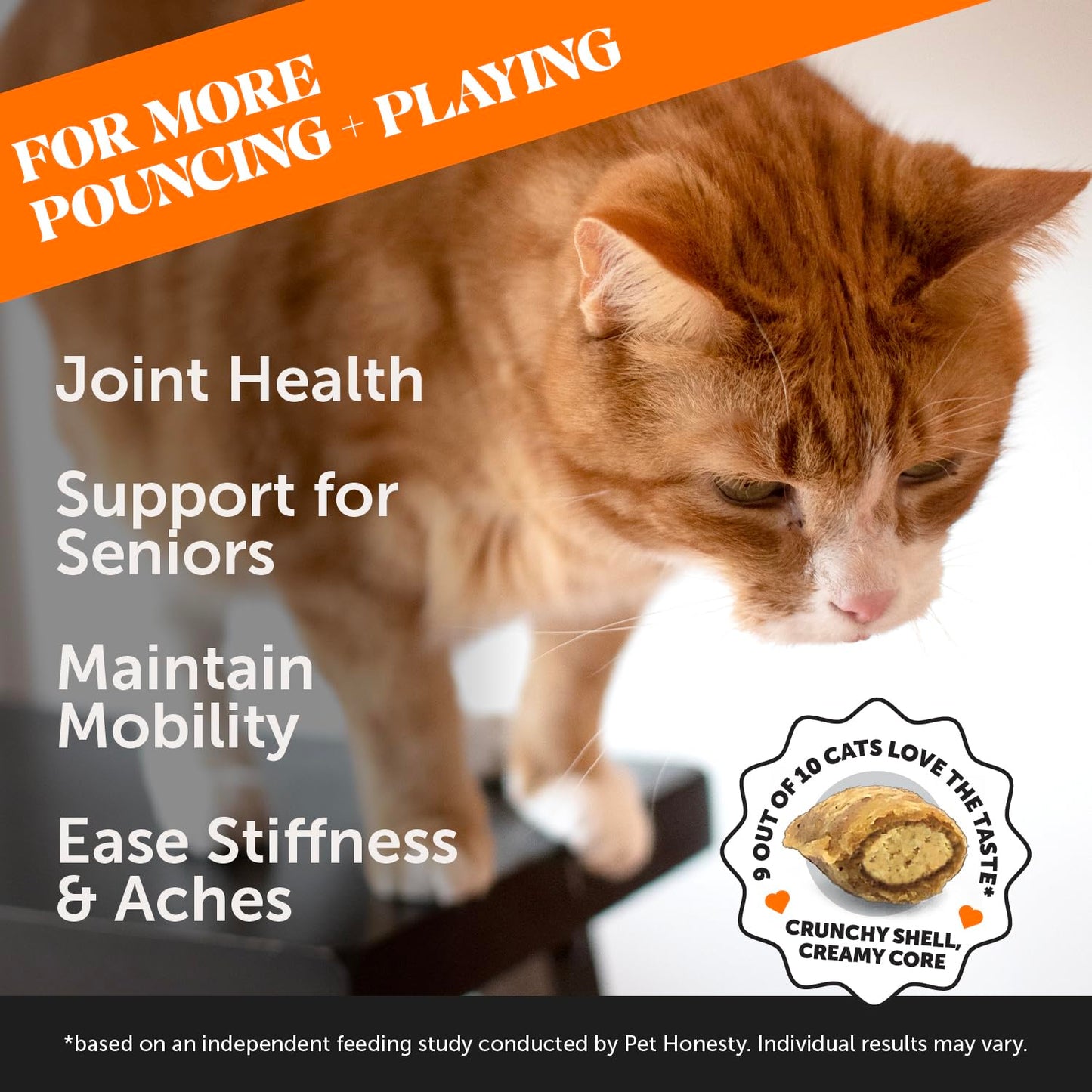 Pet Honesty Cat Hip & Joint Health Crunchy & Creamy Chews - Glucosamine for Cats, Cat Joint Support Supplement, Cat Health Supplies & Hip Support for Indoor Cats & Outdoor Cats - Chicken 30-Day Supply