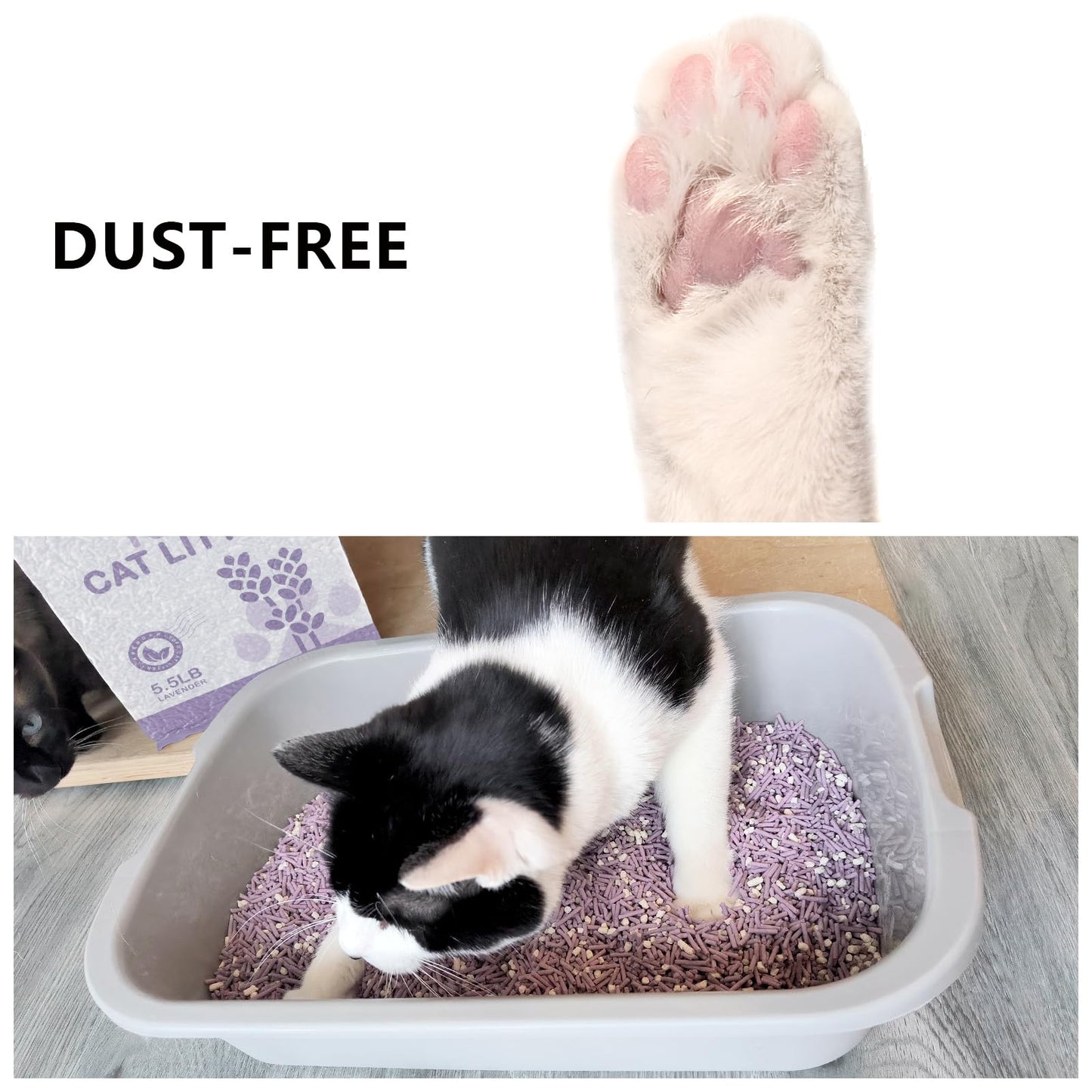 Tofu Cat Litter, Dust-Free Kitty Litter, Fast Drying, Ultra Absorbent Clumping Cat Litter Pellets, Lavender Cat Tofu Litter Odor Control, Less Scattering, Dust-Free Mixed Tofu Cat Litter.