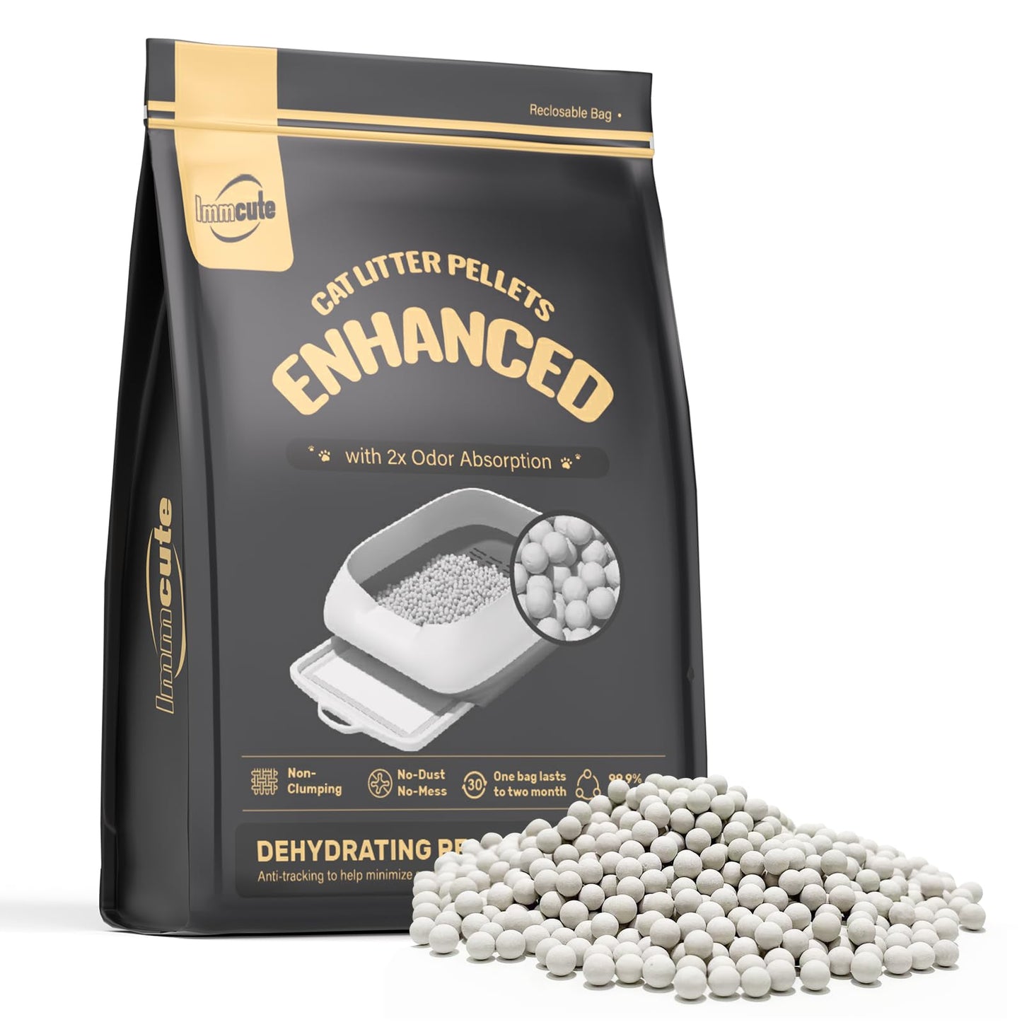 Enhanced Cat Litter Pellets 9 lbs, Long-Lasting Odor Control, Generic Litter Pellets Refills Exclusively for Dual-Layer Litter Box Systems, Zeolite, Non-climping Litter, Not Low-Tracking