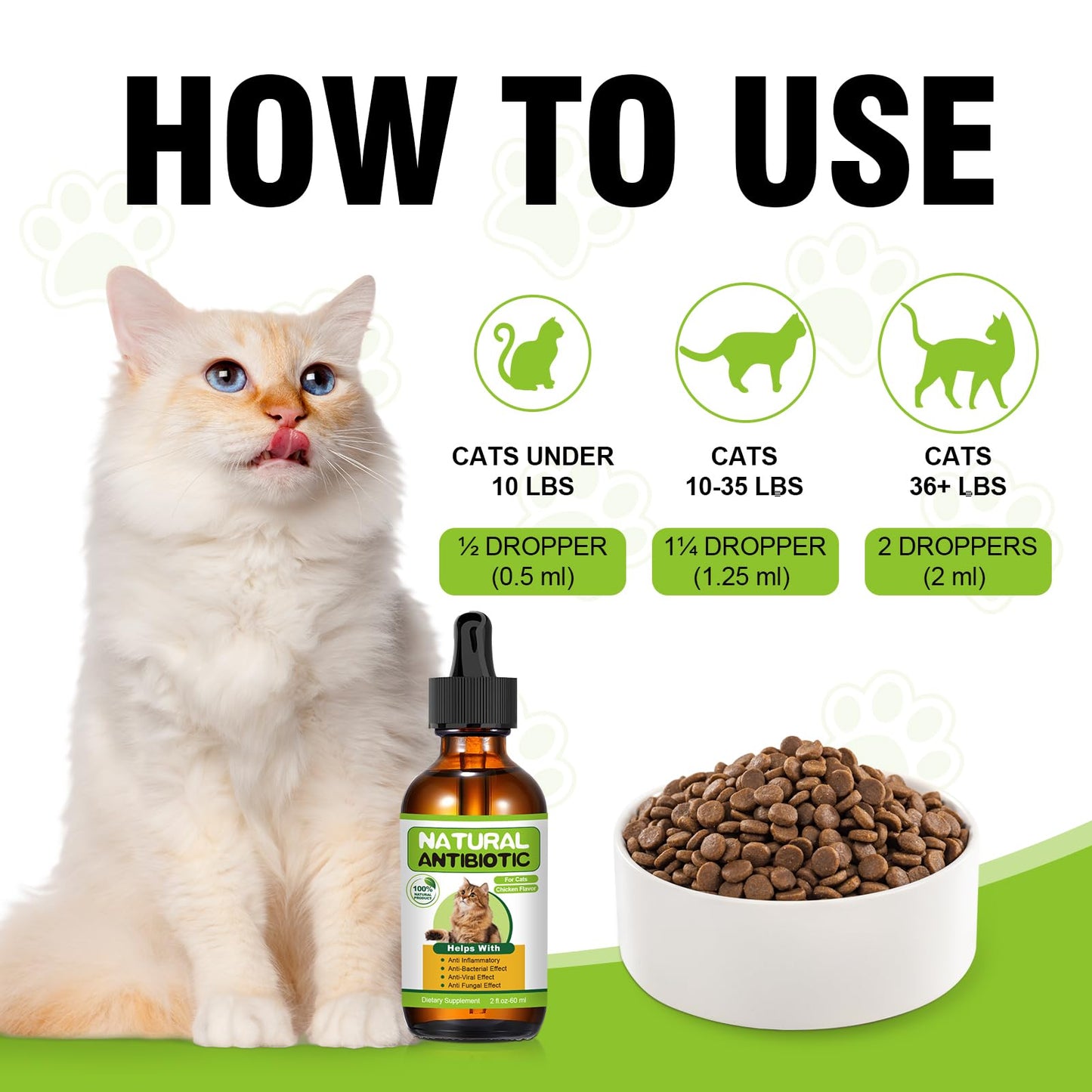 RUAKPL Natural Antibiotics for Cats,Cat Antibiotic,Antibiotics for Cats,Cat Multivitamin,Cat Immune Support,Supports Cat Allergy Itch Relief,Cat Supplements,Cat Allergy Support