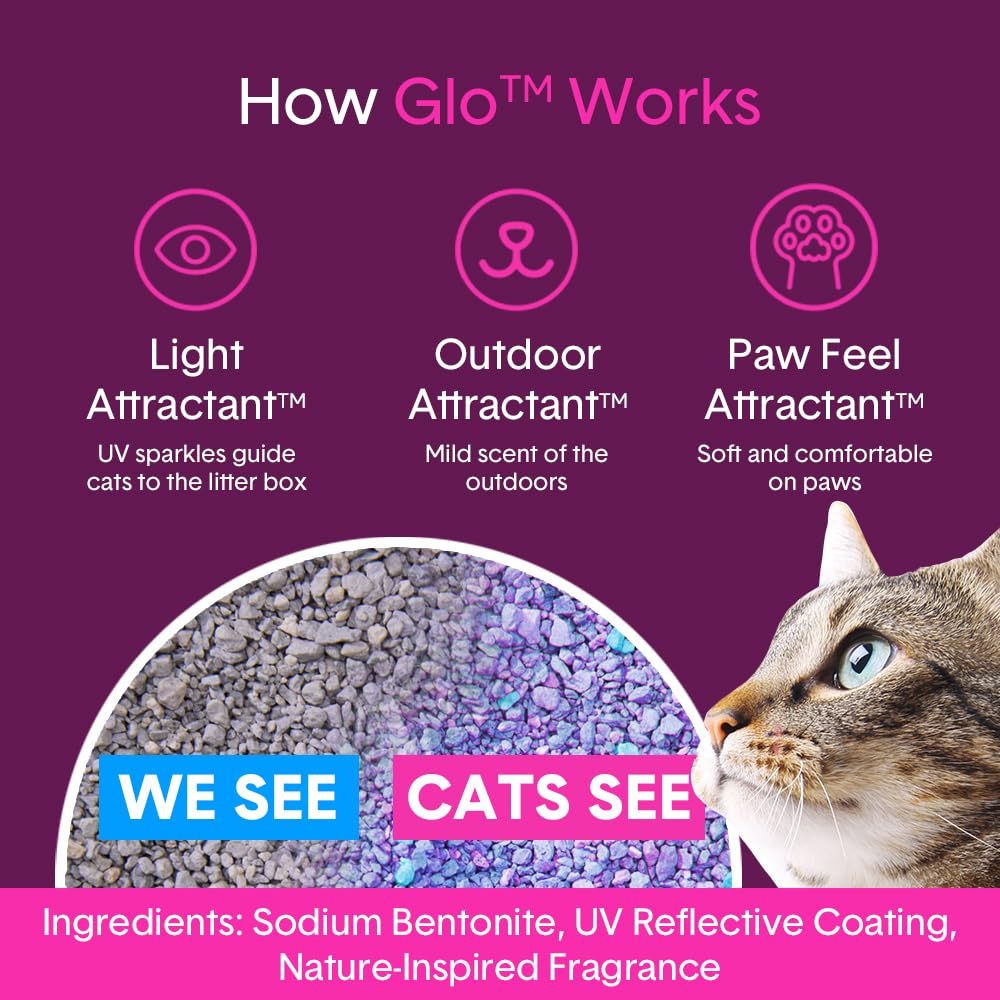 Boxie® Glo™ 30 Day Odor Control Clumping Clay Cat Litter, 16 lb, Multi-Cat, 99.9% Dust-Free, Low Tracking, UV Light Attractant, Superior Clumping for Easy Scooping