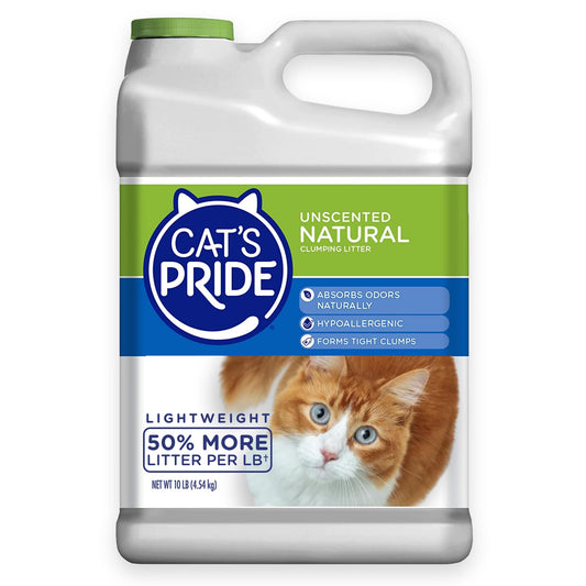 Cat's Pride Lightweight Clumping Litter: Natural - Powerful Odor Control - Unscented, 10 Pounds