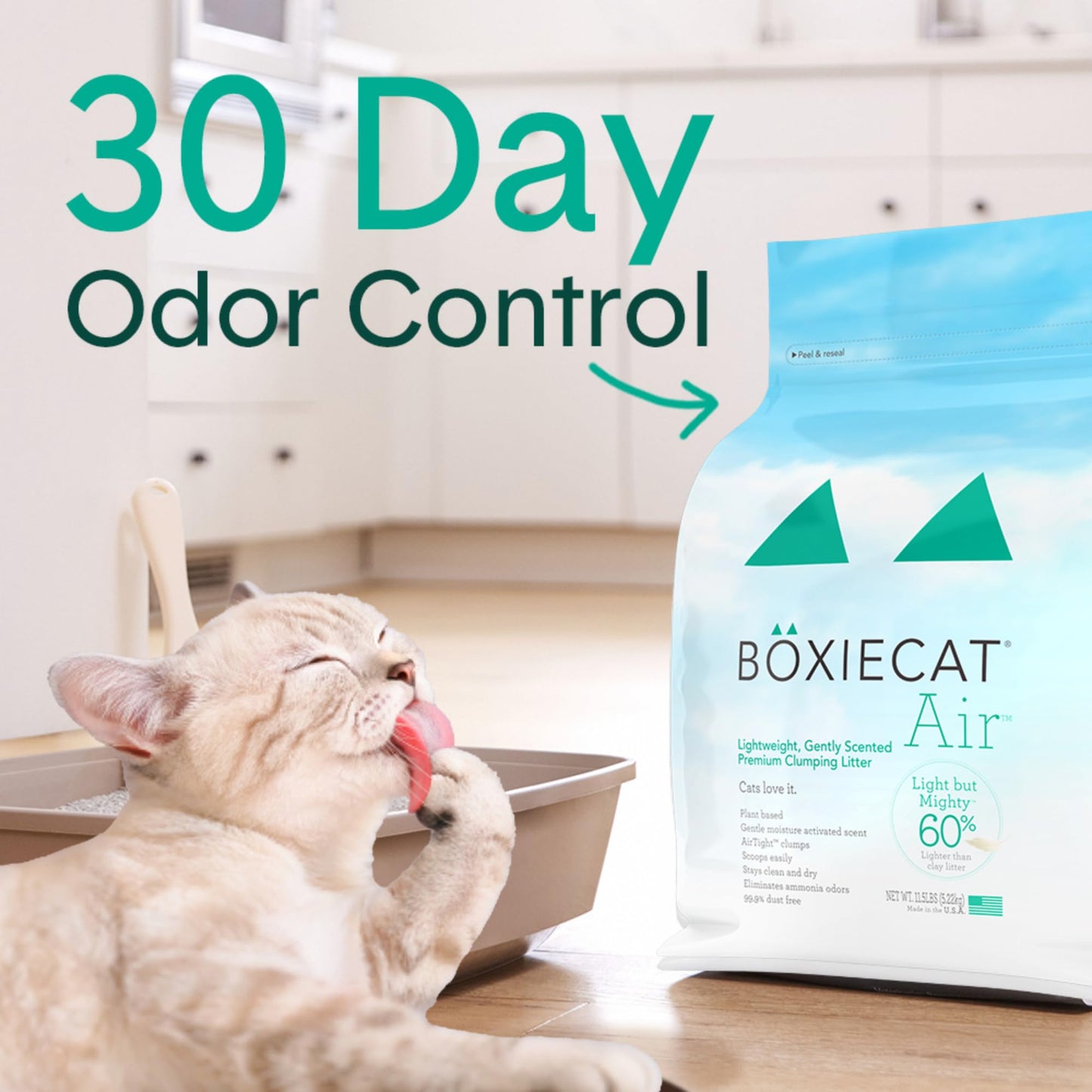 Boxie Gently Scented Cat Litter, Lightweight 30-Day Odor Control, Clumping, 16.5lb