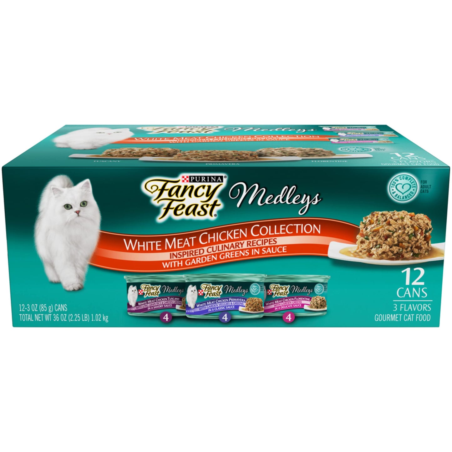 Purina Fancy Feast Wet Cat Food Variety Pack, Medleys White Meat Chicken in Sauce Collection - (Pack of 12) 3 oz. Cans