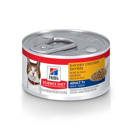 Hill's Science Diet Adult 7+, Senior Adult 7+ Premium Nutrition, Wet Cat Food, Chicken Minced, 2.9 oz Can, Case of 24