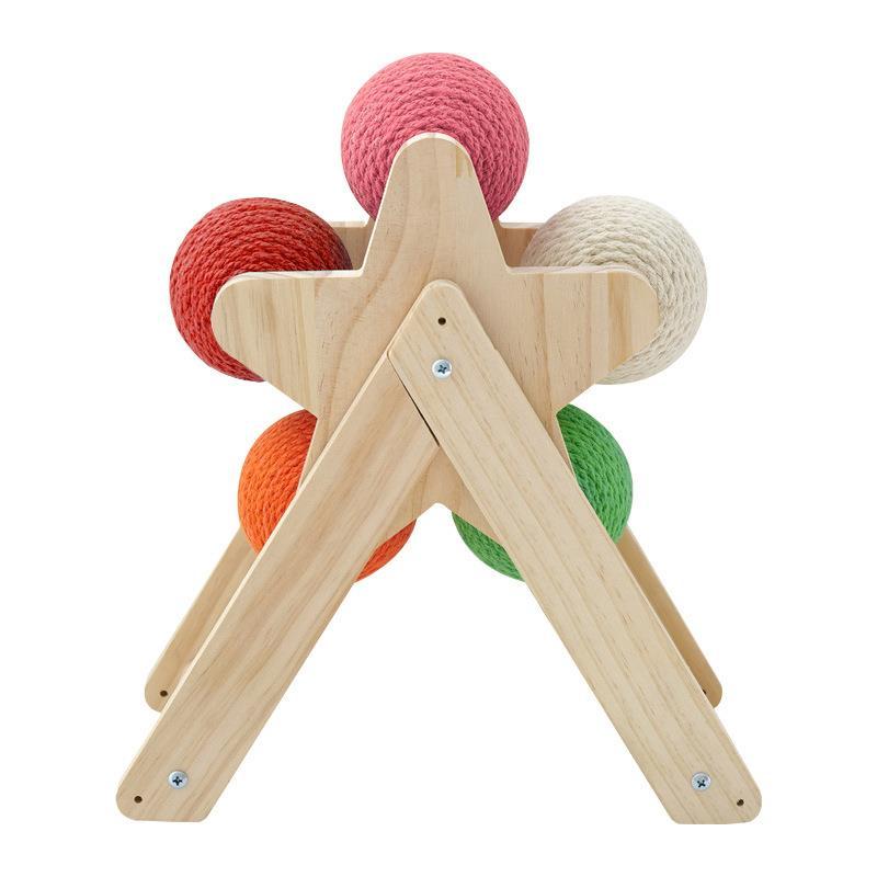 Solid Wood Standing Cat Catching Ball Toy