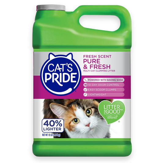 Cat's Pride Premium Lightweight Clumping Litter: Pure & Fresh - Up to 10 Days of Powerful Odor Control - Multi-Cat, Scented, 10 Pounds