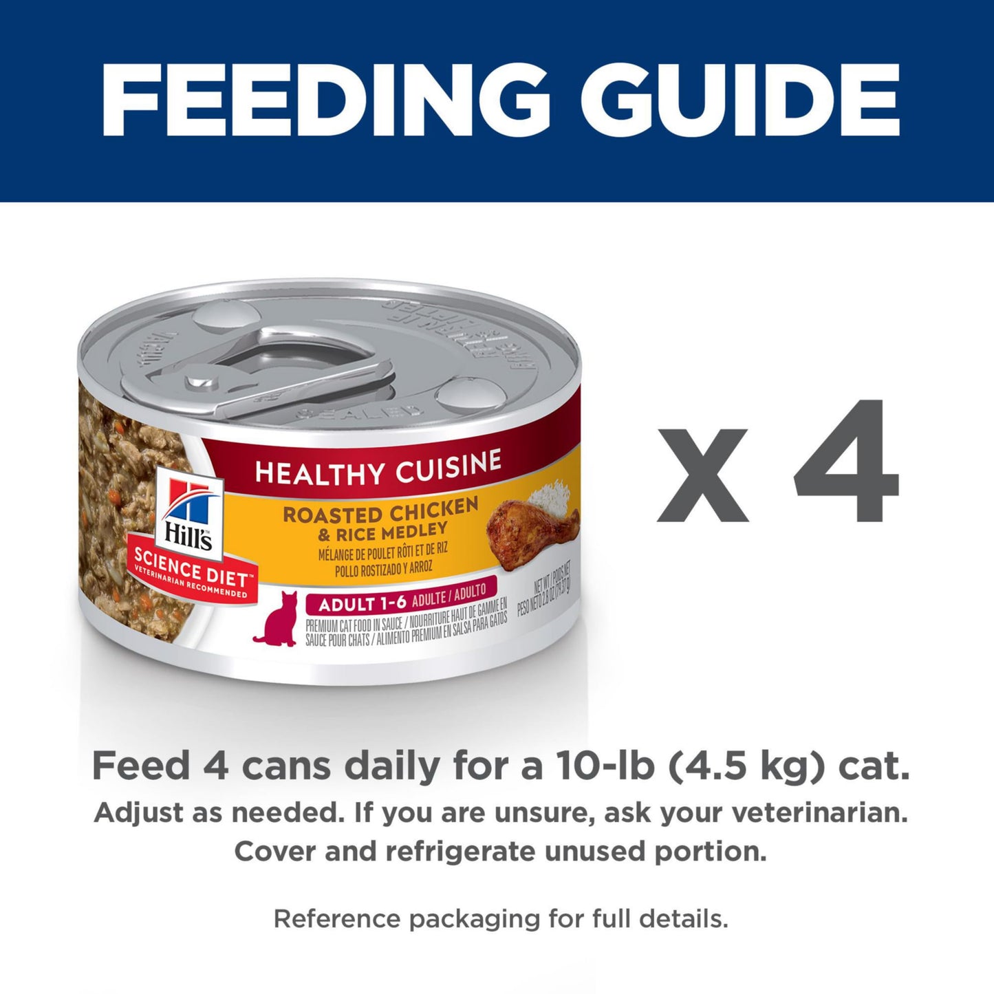 Hill's Science Diet Healthy Cuisine, Adult 1-6, Great Taste, Wet Cat Food, Roasted chicken & Rice Stew, 2.8 oz Can, Case of 24