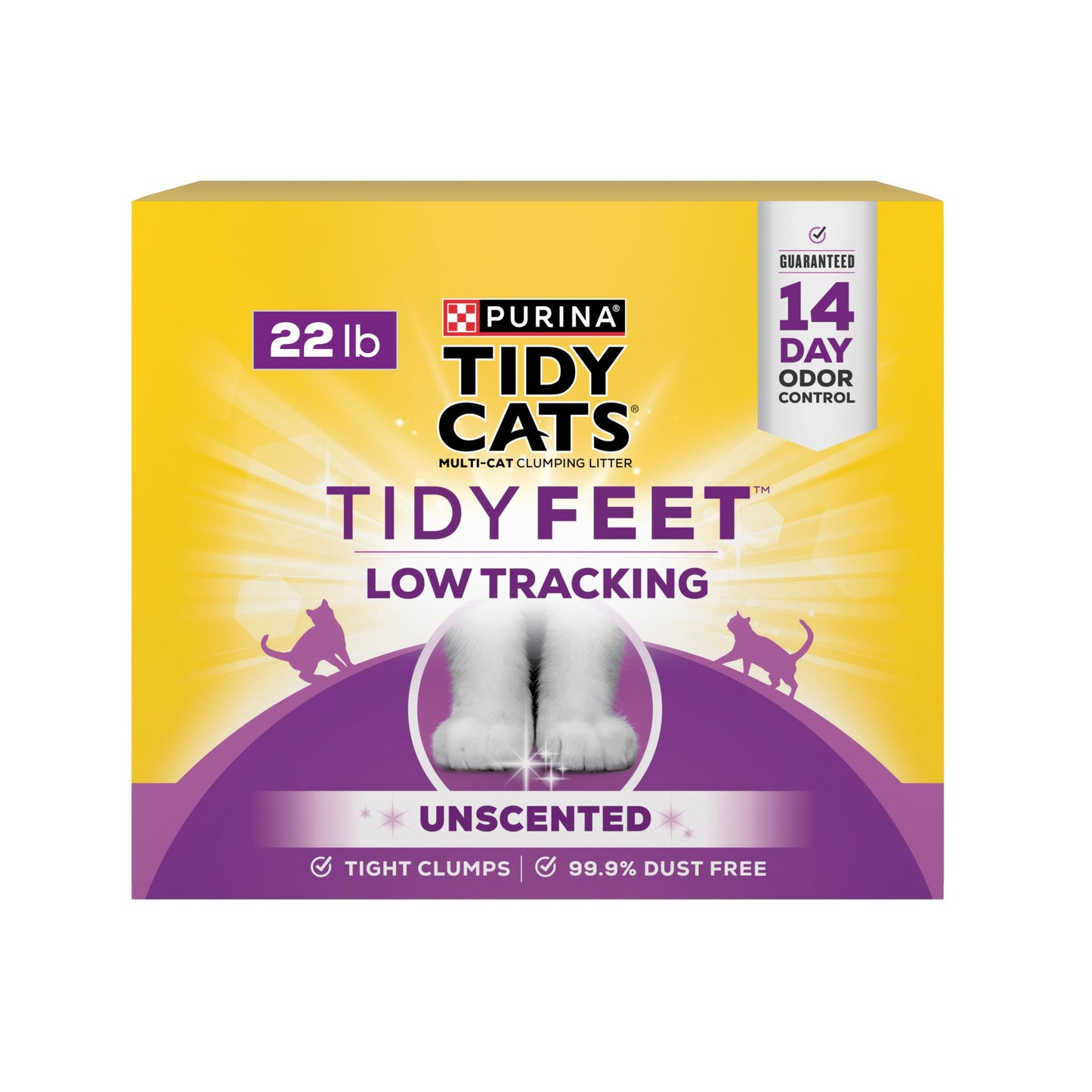 Purina Tidy Cats Tidy Feet Clumping Low Tracking Cat Litter with Odor Control – Unscented - 22 lb. Box