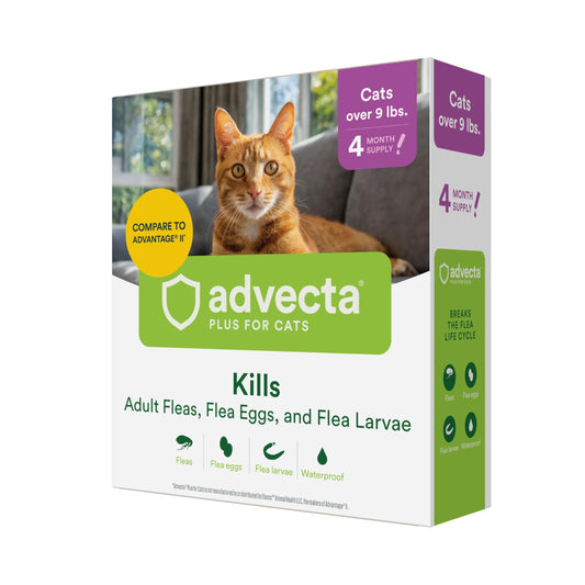 Advecta Plus Flea Prevention For Cats, Cat and Kitten Treatment & Control, Small and Large, Fast Acting Waterproof Topical Drops, 4 Month Supply