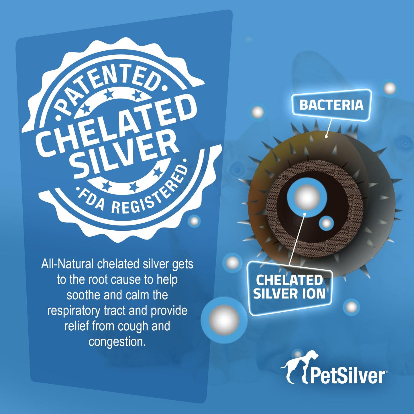 PetSilver Immune Support - Patented Chelated Silver Solution - Promotes Respiratory Health in Cats & Dogs - Allergies, Sinus & Cough Treatment - All-Natural Nebulizer Solution - Easy to Use 16 fl oz