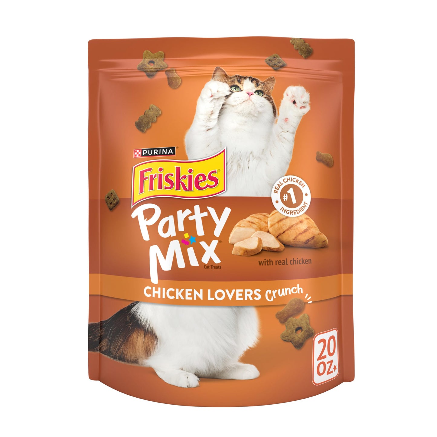 Purina Friskies Cat Treats, Party Mix Chicken Lovers Crunch - 20 Oz. Pouch