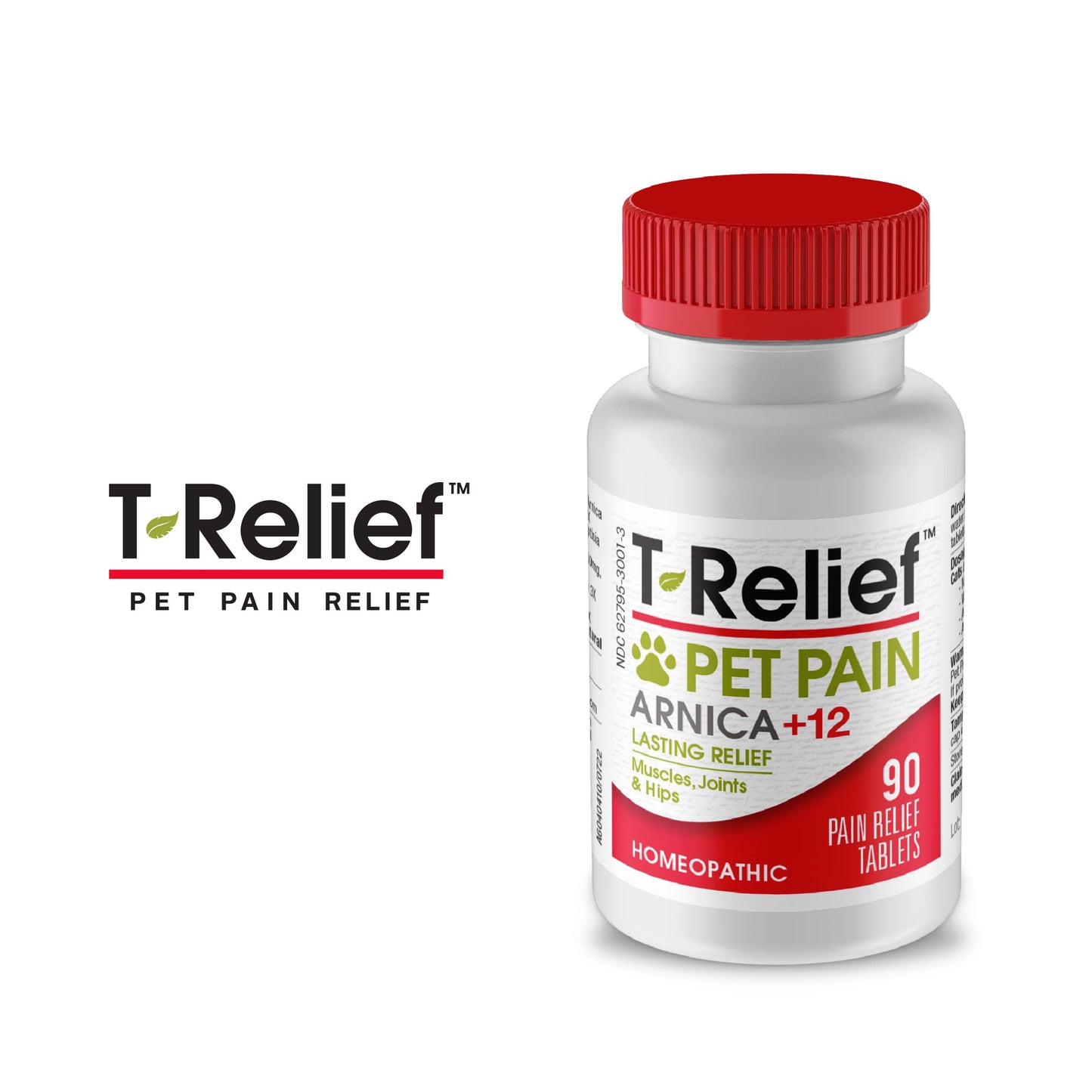 T-Relief Pet Pain Relief Arnica +12 Powerful Natural Medicines Help Ease Muscle Joint & Hip Pain Soreness Stiffness & Injuries Max Fast-Acting Soother for Dogs & Cats - 90 Tablets