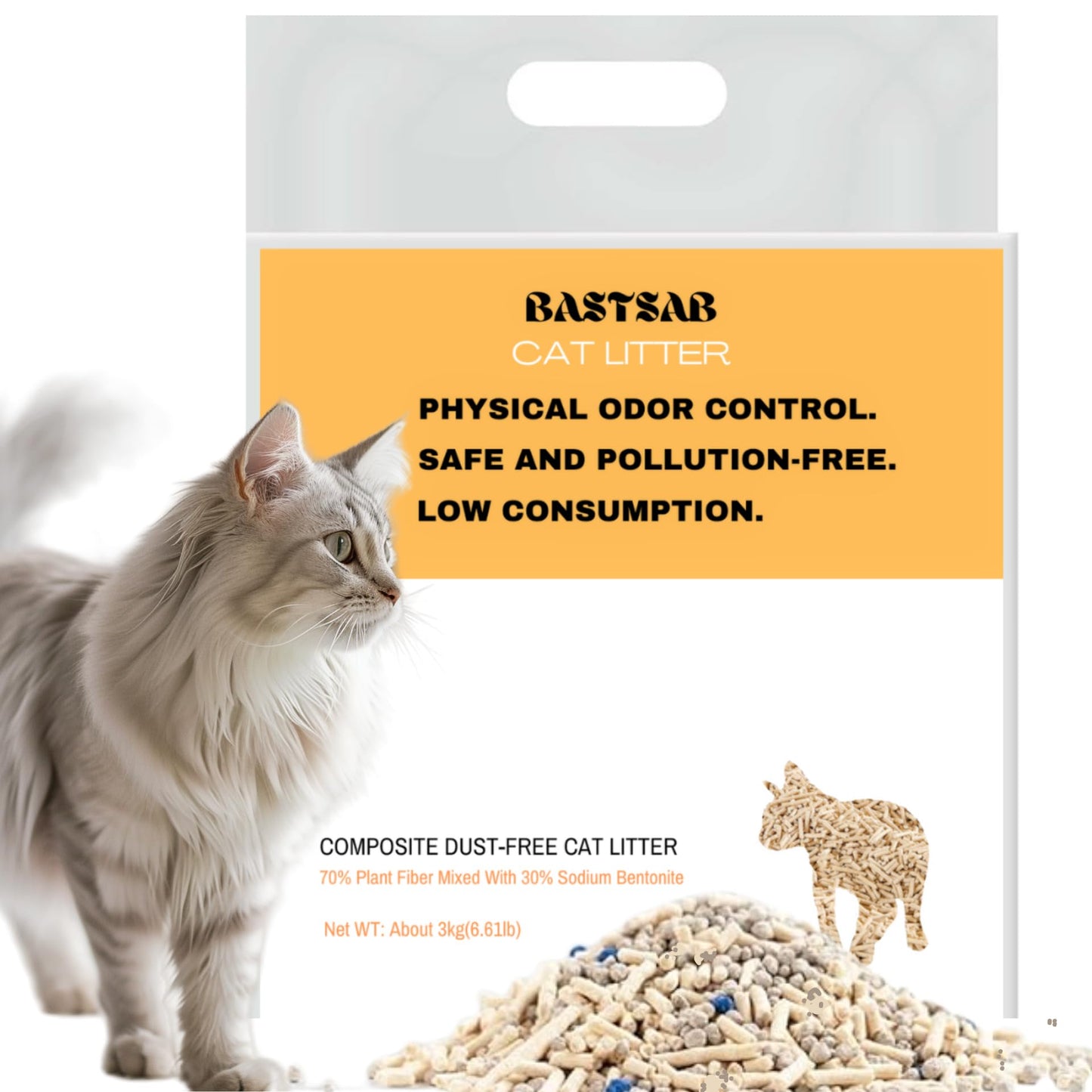 BASTSAB Mix Natural Straw cat Litter,odorless cat Litter,Smart cat Litter,flushable Litter,dust Free,Lightweight Litter,6.61lb/Pack