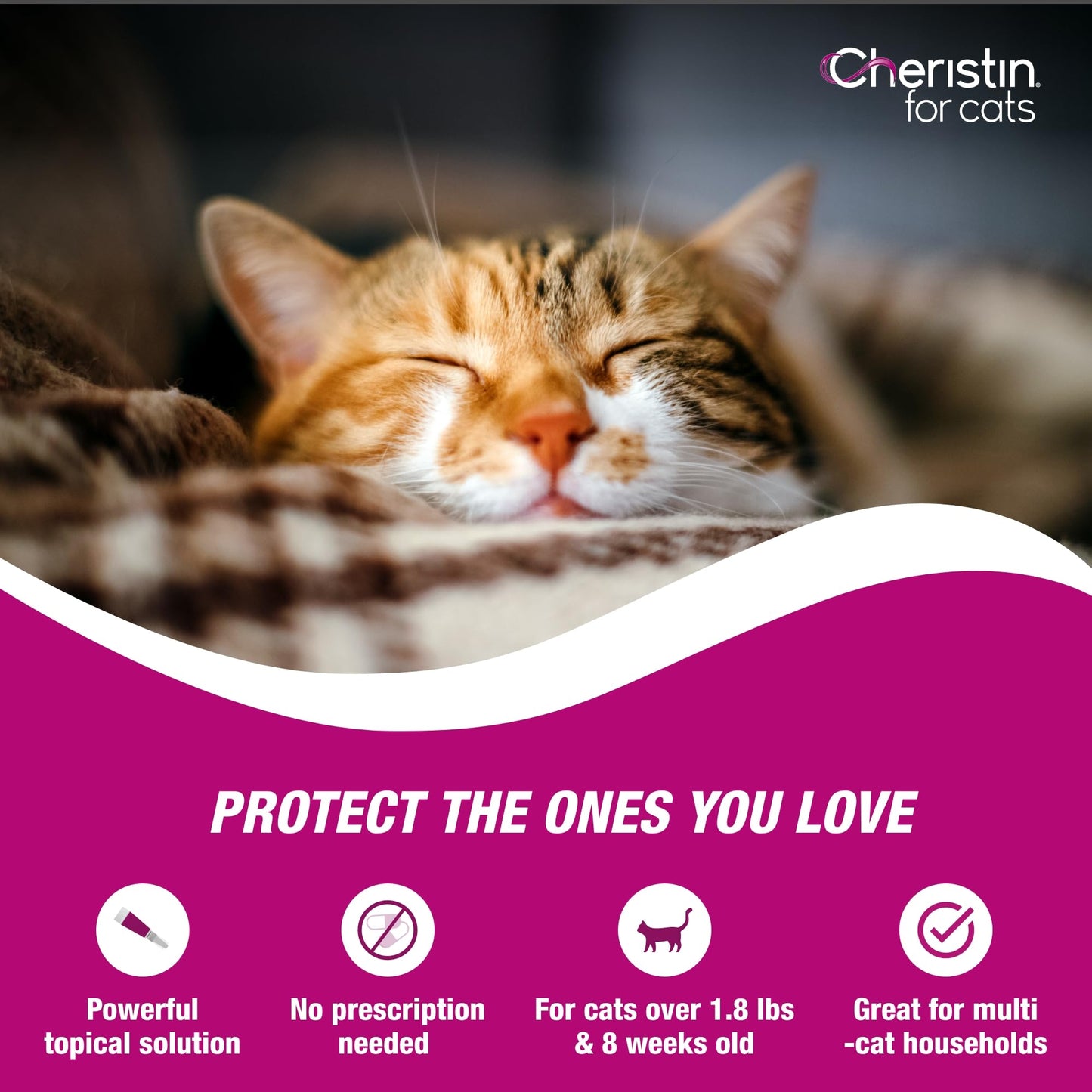 Cheristin Flea Treatment & Prevention for Cats | Fast acting topical flea treatment for cats over 1.8 lbs | 6 Count