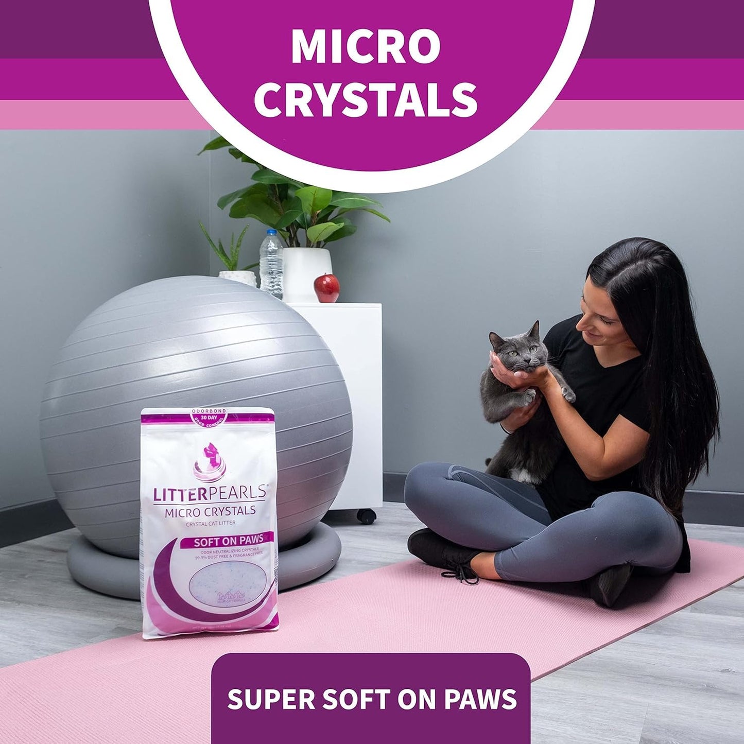 Litter Pearls Micro Crystals Unscented Non-Clumping Crystal Cat Litter with Odorbond, 10.5 Pounds