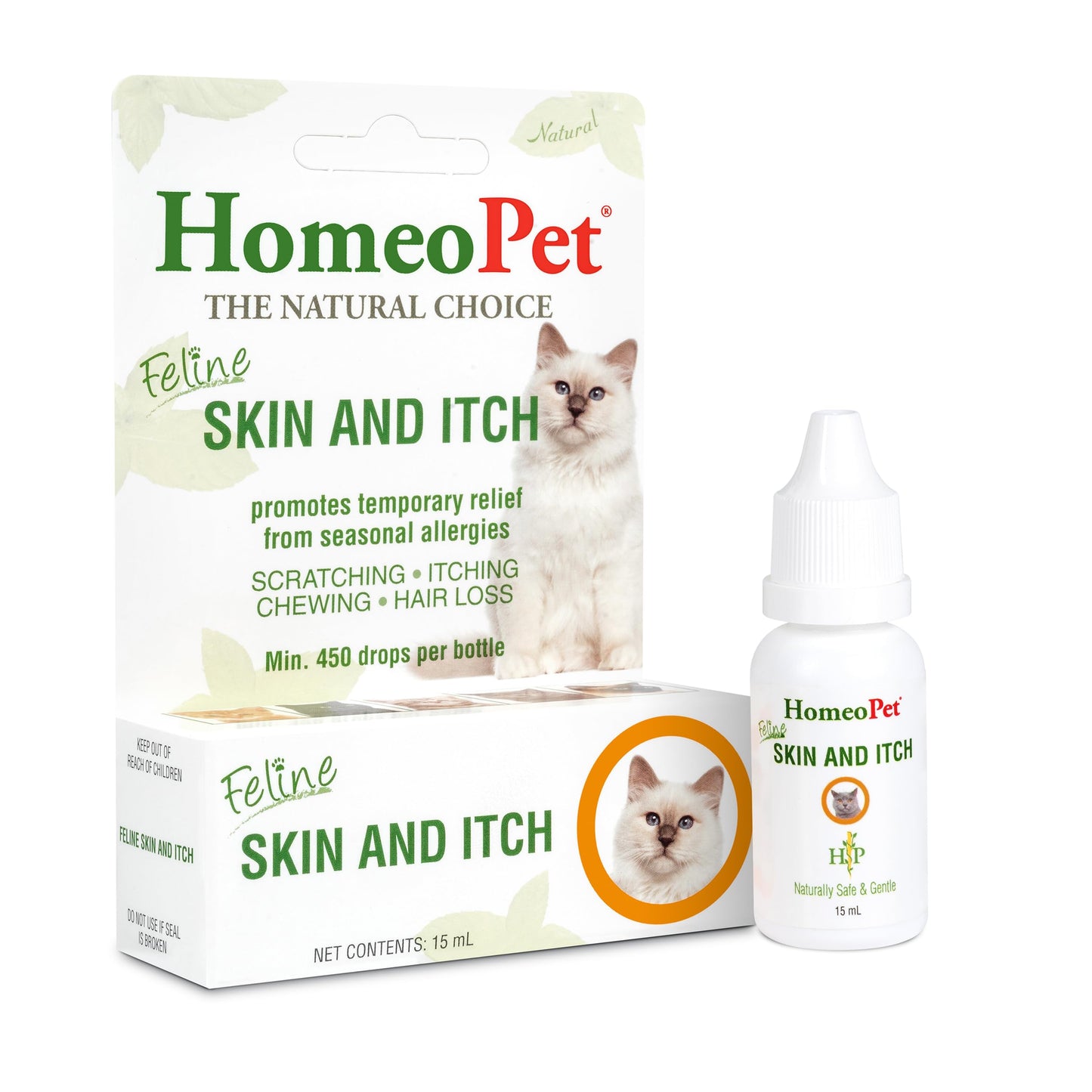 HomeoPet Feline Skin and Itch, Safe and Natural Cat Supplement for Itchy Skin, Skin and Itch Relief for Cats, 15 Milliliters