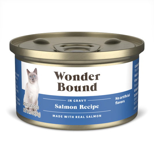 Amazon Brand - Wonder Bound Wet Cat Food, Gravy, 3 oz cans, Pack of 24 (Salmon)