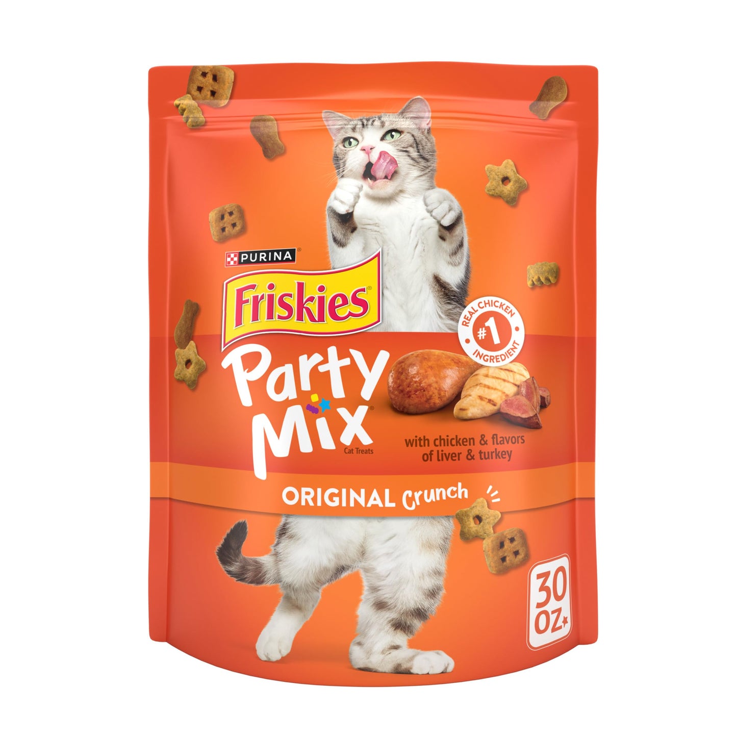 Purina Friskies Cat Treats, Party Mix Original Crunch - 30 oz. Pouch