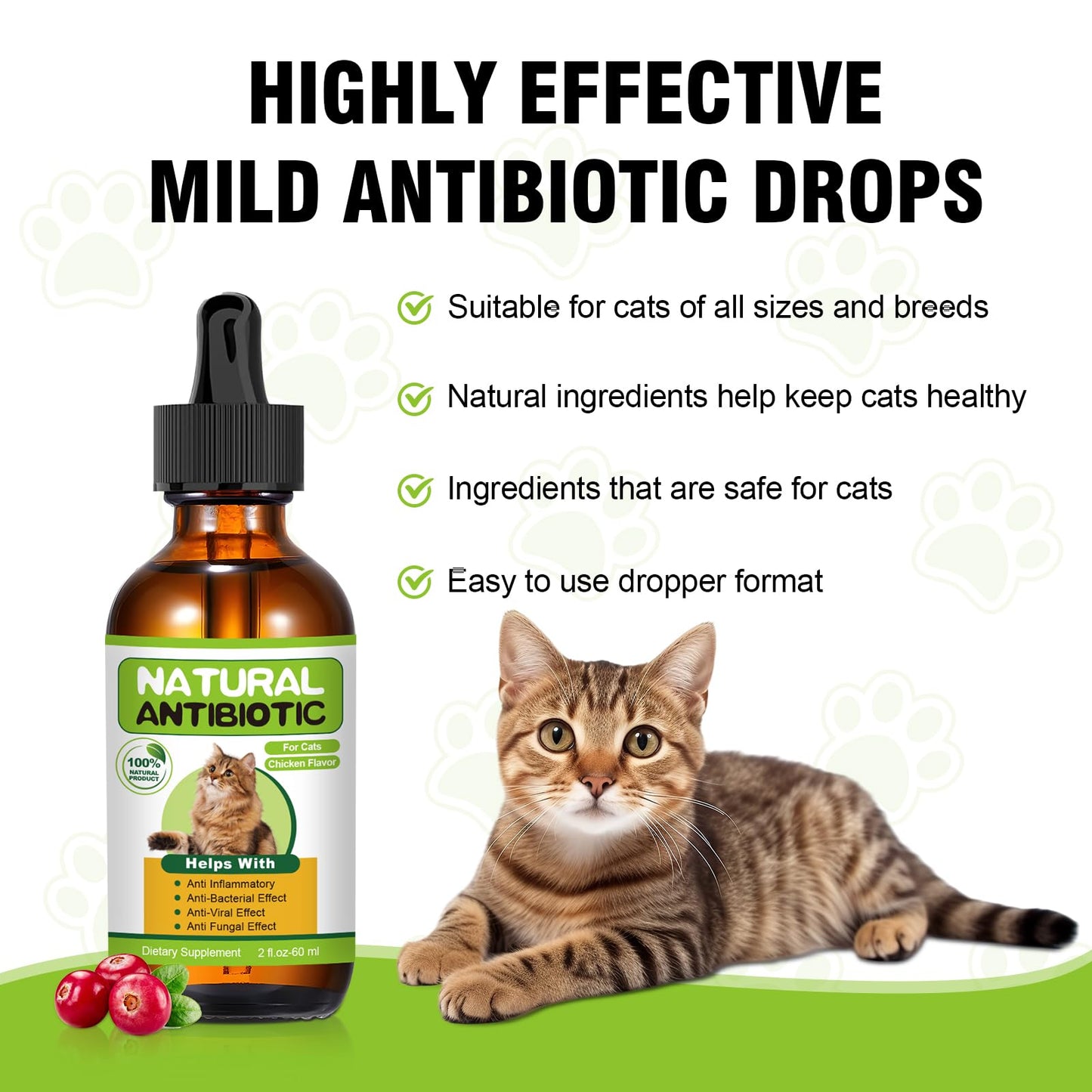 RUAKPL Natural Antibiotics for Cats,Cat Antibiotic,Antibiotics for Cats,Cat Multivitamin,Cat Immune Support,Supports Cat Allergy Itch Relief,Cat Supplements,Cat Allergy Support