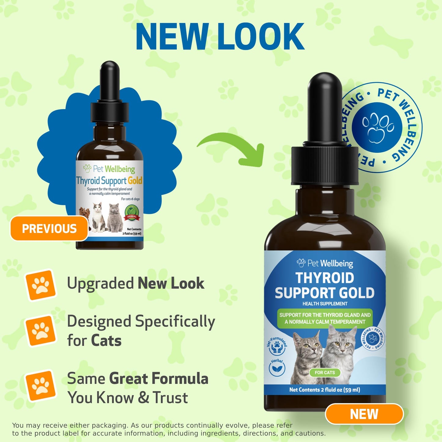 Pet Wellbeing Thyroid Support Gold for Cats - Supports Healthy Thyroid Gland Function in Cats, Normal Metabolism, Bugleweed, Lemon Balm - Veterinarian-Formulated Herbal Supplement 2 fl oz (59 ml)