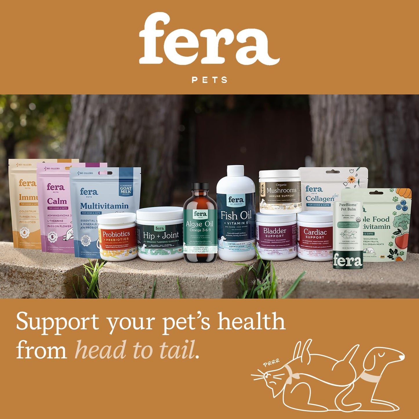 Fera Pet Organics Immune Goat Milk Cat & Dog Food Topper – Vet Created - Pet Allergy & Immunity Aid – Probiotic - Colostrum & Turkey Tail Mushroom-60 Servings