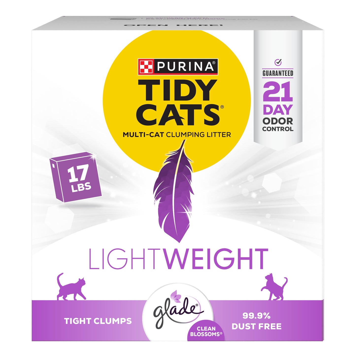 Purina Tidy Cats Low Dust, Multi Cat, Clumping Cat Litter, LightWeight Glade Clean Blossoms - 17 lb. Box