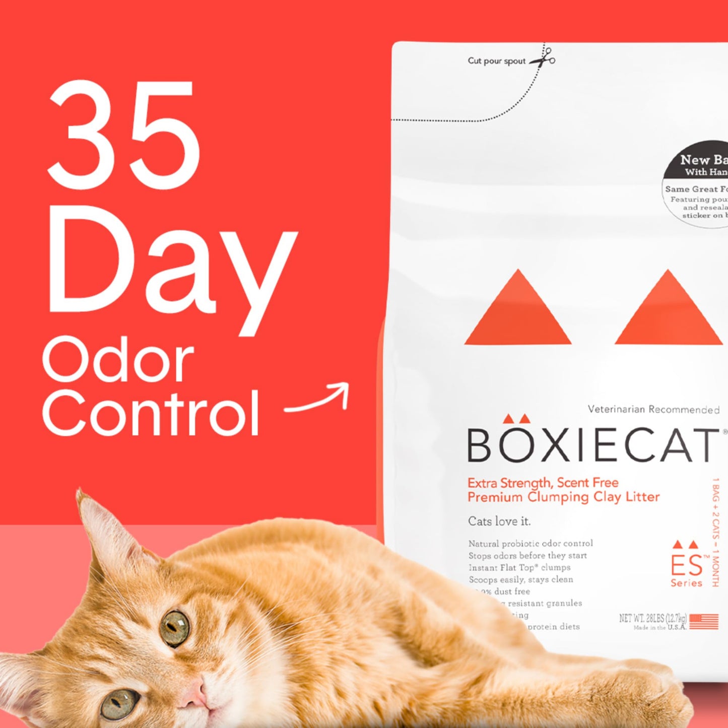 Boxie Extra Strength Cat Litter, 35-Day Odor Control, Clumping Clay, 16lb