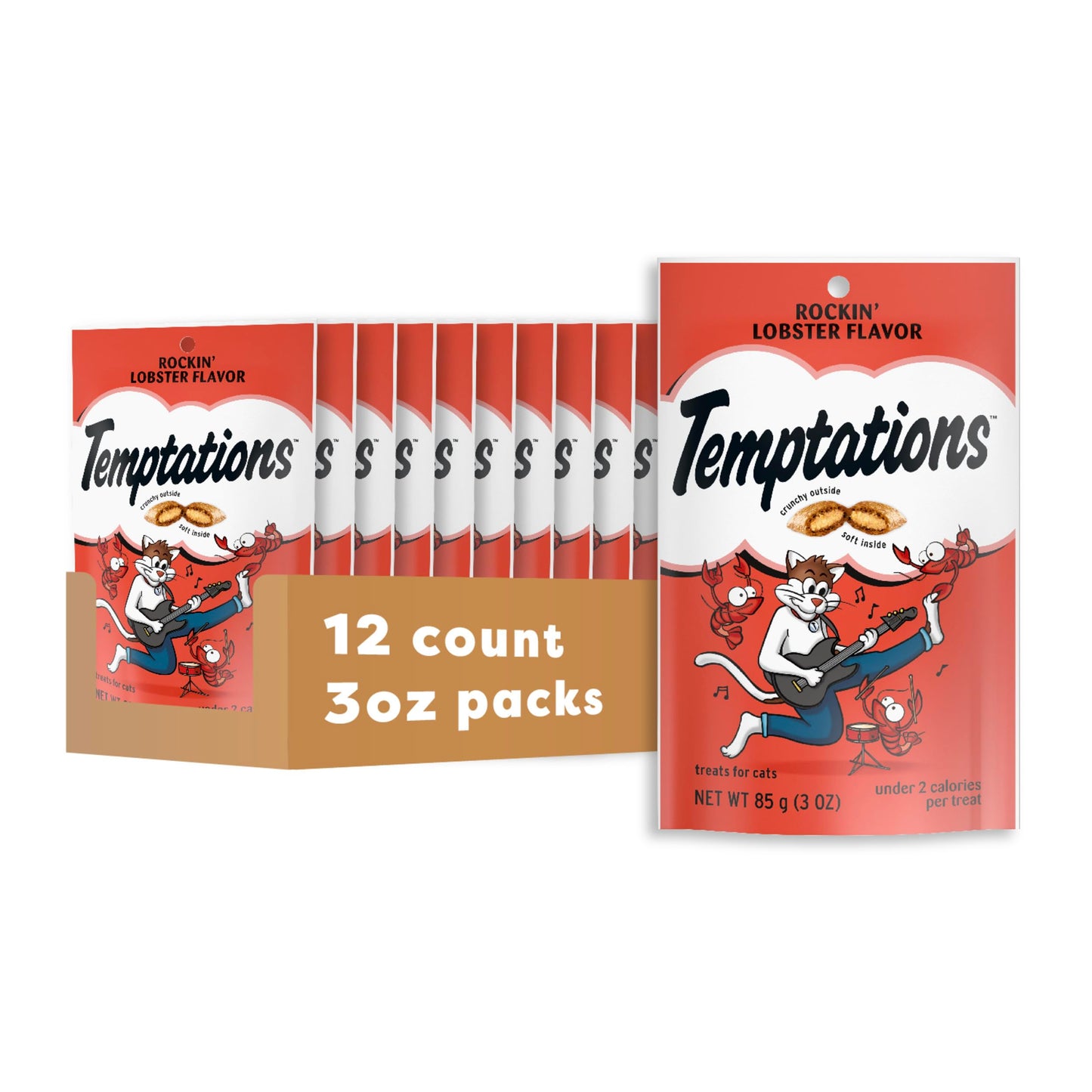 Temptations Classic Crunchy and Soft Cat Treats Rockin' Lobster Flavor, 3 oz. Pouch (Pack of 12)