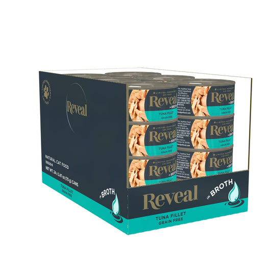 Reveal Natural Wet Cat Food, 24 Count, Grain Free, Limited Ingredient Canned Food for Cats, Tuna Fillet in Broth, 2.47 oz Cans