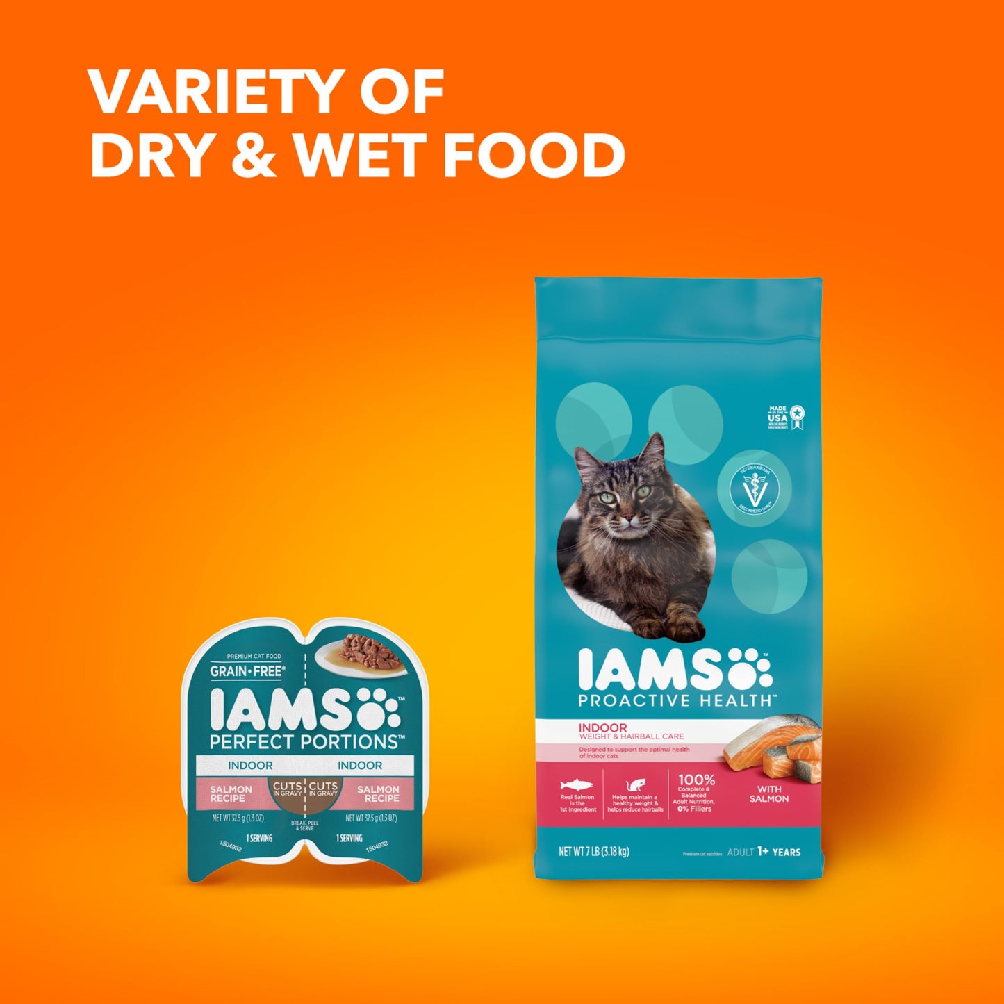 IAMS Proactive Health Adult Indoor Weight & Hairball Care Dry Cat Food with Salmon, 3.5 lb. Bag