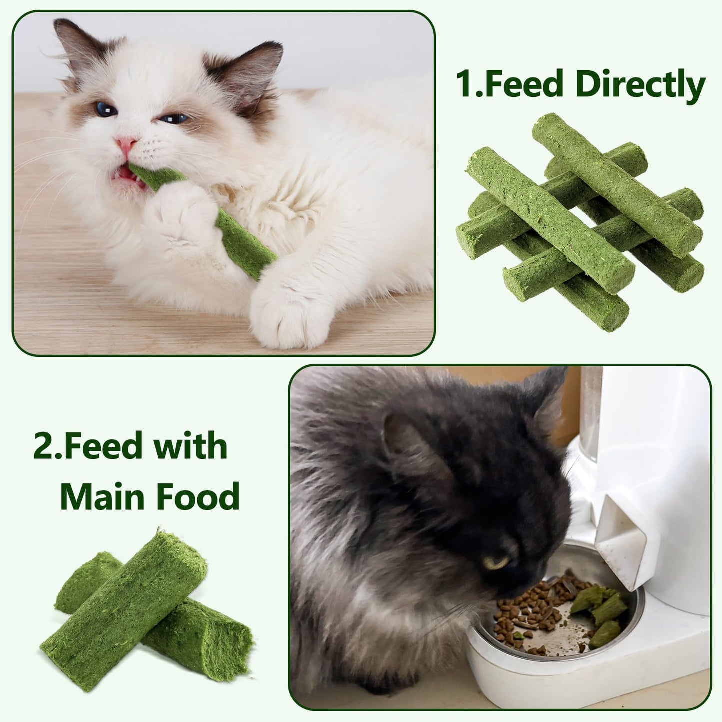 Hkpetie 30g Cat Grass Teething Stick, Delicious Cat Treat Snack Edible Cat Chew Toy for Teeth Cleaning and Hairball Removal in Cats